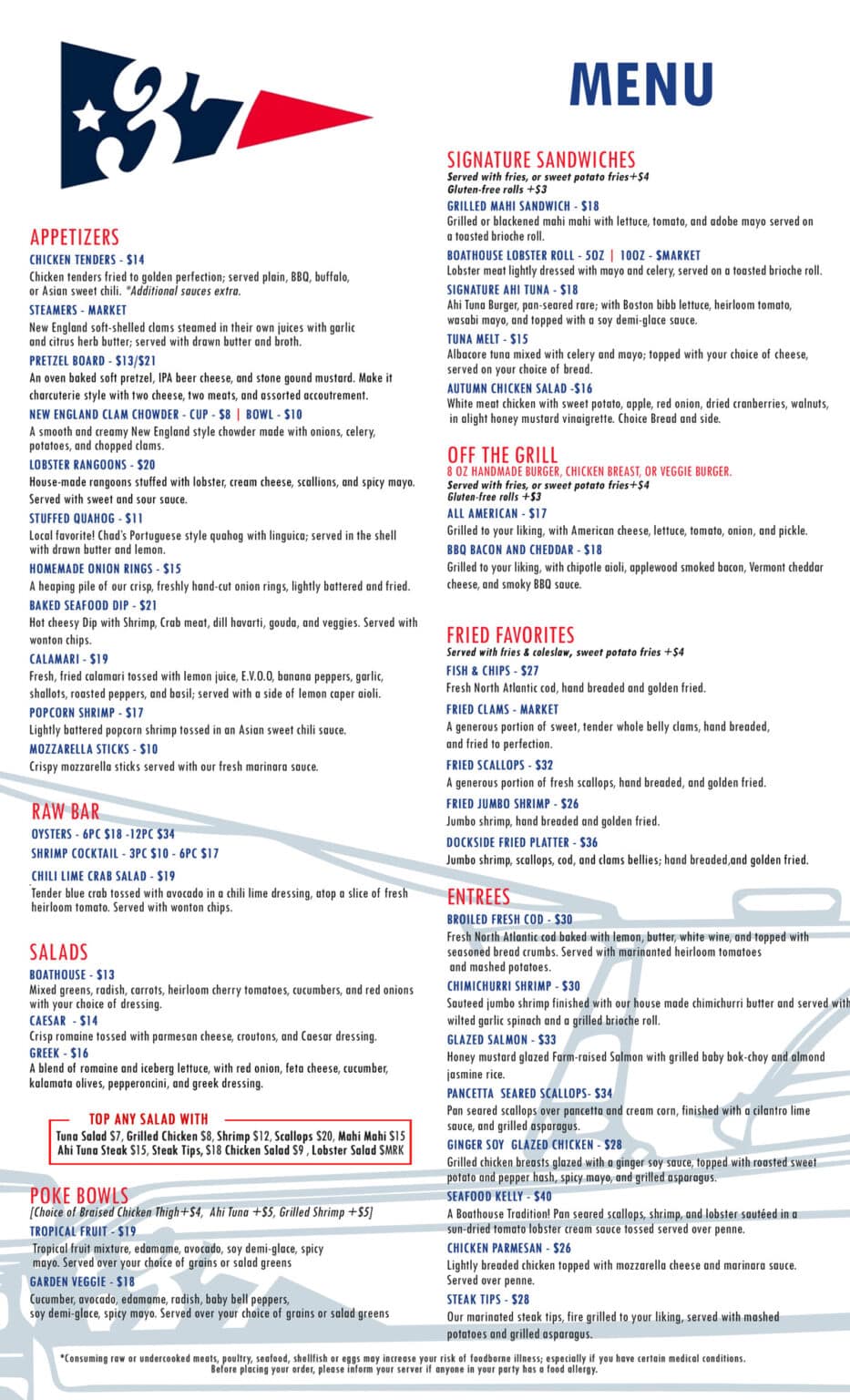 Menu - Pier 37 Boathouse